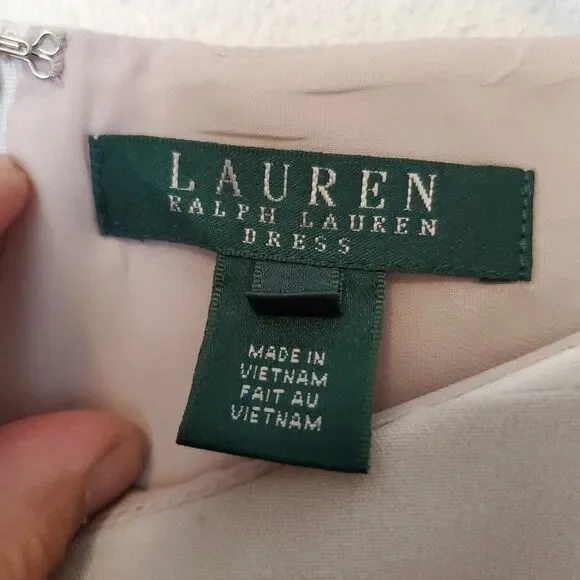 Lauren Ralph Lauren Dress Sleeveless Coral Beige Pleated Women’s Size 10 Lined - Picture 4 of 14